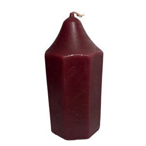 Hexagonal Burgundy Candle 5.5" Tall Unscented 2.75 Diameter Decorative Accent